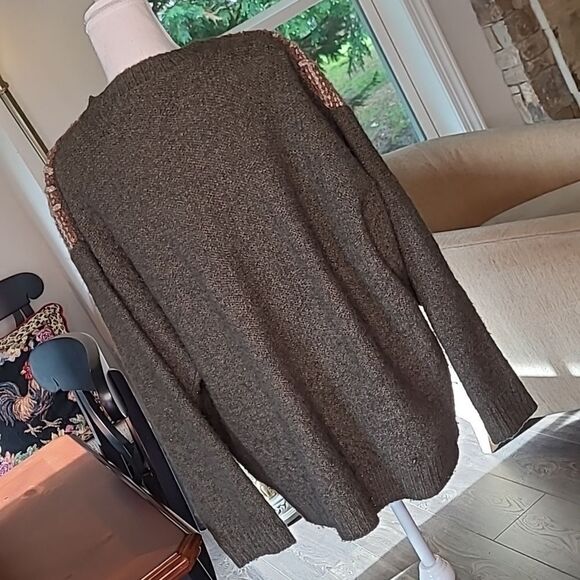 Time Told Best Oversized Olive and Cream Sweater with Pocket - Picture 2 of 8